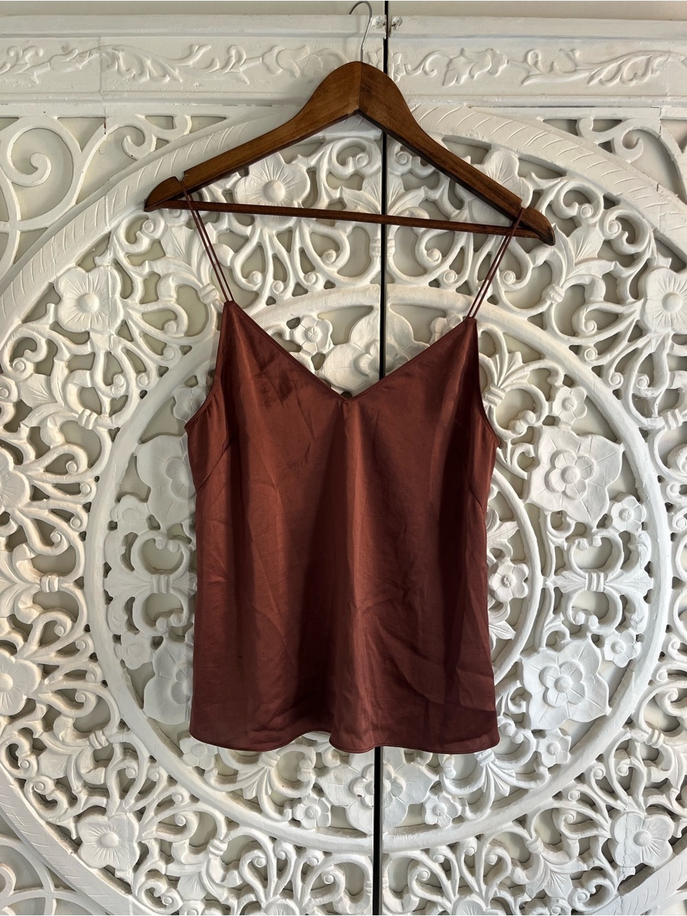 Wilfred Free Satin Cami Tank Top Rust Brown XS Adjustable Straps